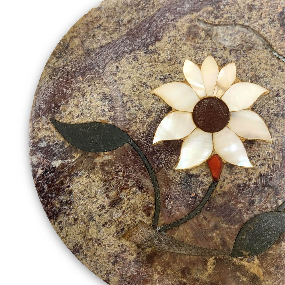 Antique hand carved soapstone pearl trinket box